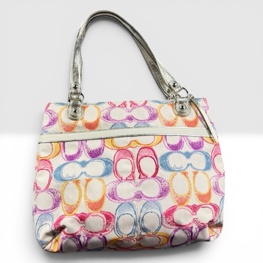 Coach Poppy Dream C Glam Tote 19023 Multicolor Signature C Shoulder Purse Tote‎